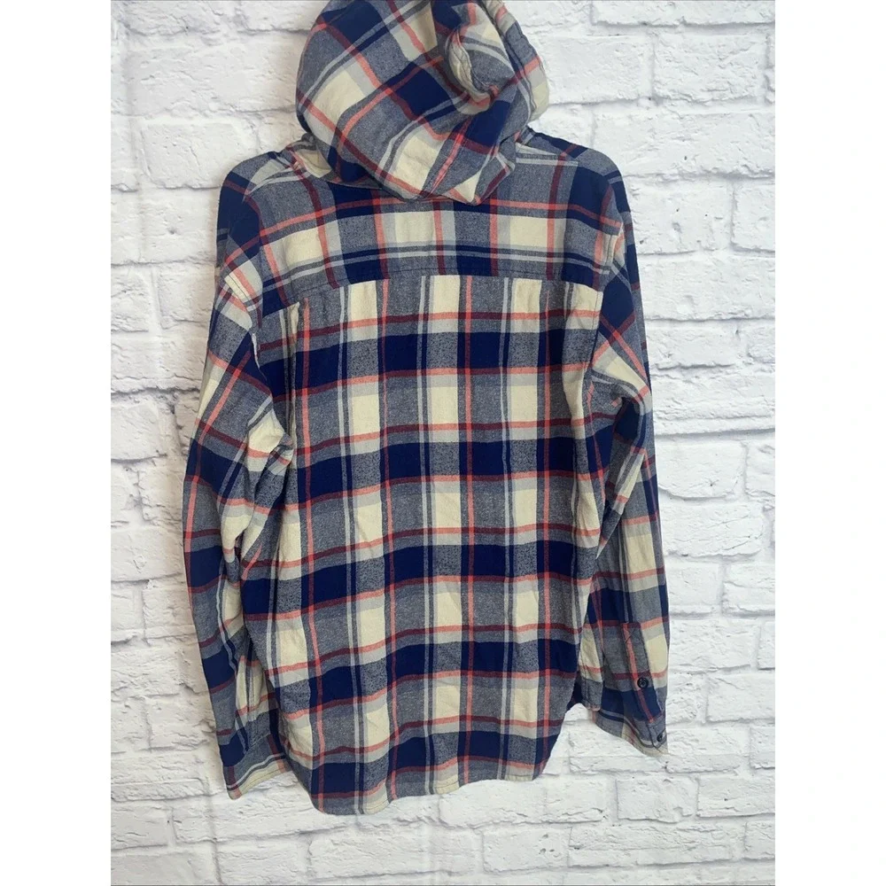 Quicksilver Men's Flannel Cotton Y2K Grunge Button Down Hooded Shirt Size XL - Picture 4 of 8